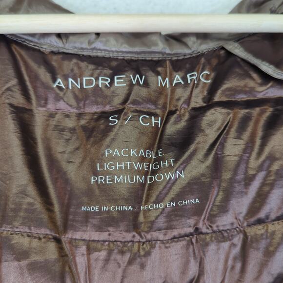 Andrew Marc Packable Lightweight Premium‎ Down Puffer Jacket Gold Metallic Small - Picture 8 of 9